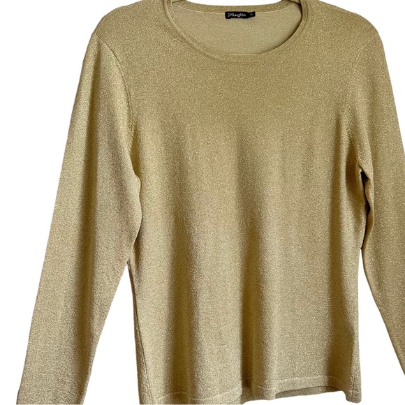 J.McLAUGHLIN SPARKLING GOLD CREW NECK SWEATER MEDIUM - Picture 2 of 13